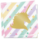 Unicorn Beverage Napkins x 16 - Deluxe Gold Foil Stamp