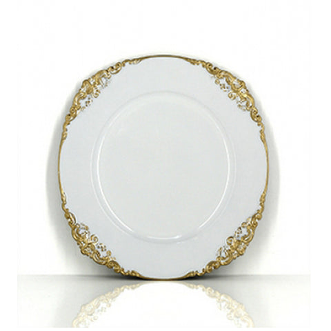 White with Gold edge charger decorative plate Party Plaza