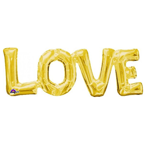 Foil Balloon "LOVE" Gold - DIY Inflation & Self Sealing - 63cm