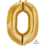 Foil Number Balloon - Gold - 0 - 86cm - Large