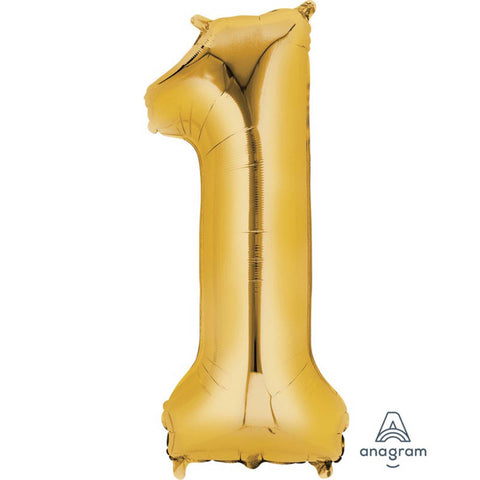 Foil Number Balloon - Gold - 1 - 86cm - Large