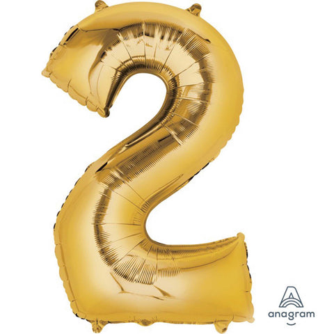 Foil Number Balloon - Gold - 2 - 86cm - Large