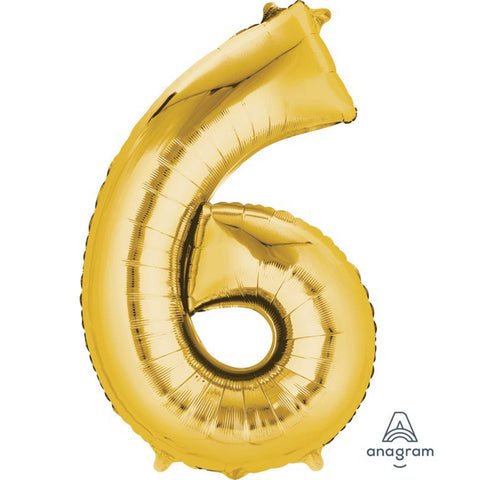 Foil Number Balloon - Gold - 6 - 86cm - Large