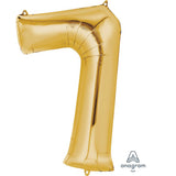 Foil Number Balloon - Gold - 7 - 86cm