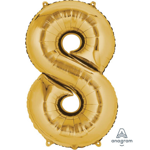 Foil Number Balloon - Gold - 8 - 86cm