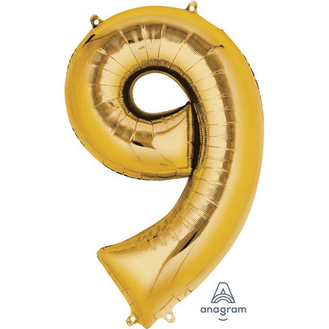 Foil Number Balloon - Gold - 9 - 86cm