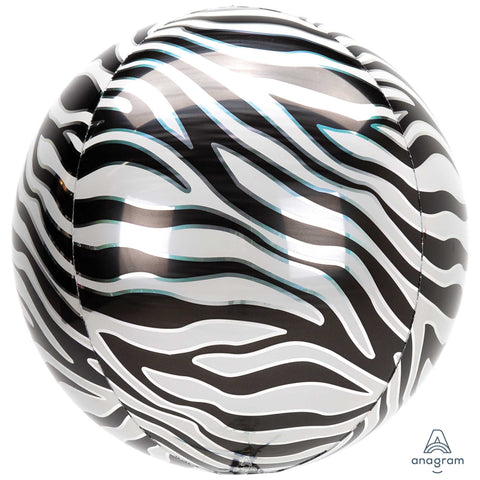 Foil Balloon - Orbz Zebra - 38cm Air Inflate - Self Sealing