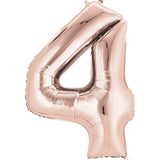 Foil Number Balloon - Rose Gold - 4 - 66cm Medium