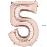 Foil Number Balloon - Rose Gold - 5 - 66cm Medium