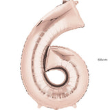 Foil Number Balloon - Rose Gold - 6 - 66cm Medium