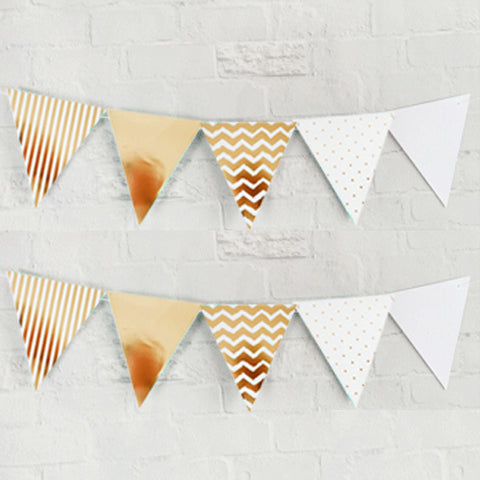 Party Flag Banner Kit - Metallic Gold - 20 x Flags