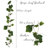Grape Leaf Garland - 2.4m - 36 Leaves