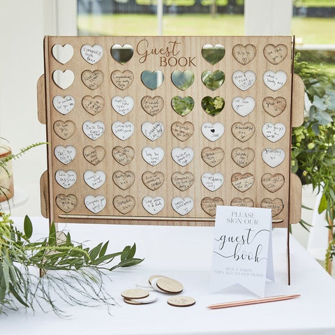 Rustic Alternative Timber Heart Wedding Guest Book Ginger Ray party Plaza 