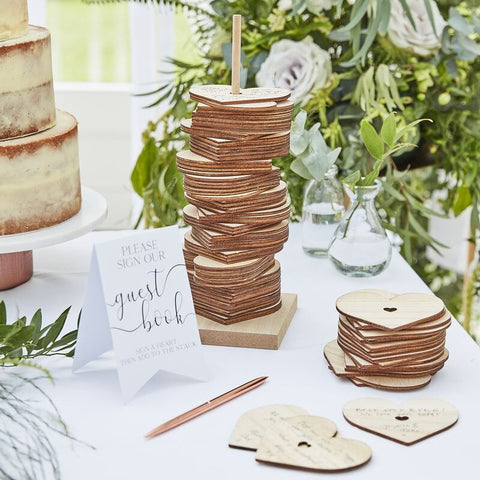 Rustic Guest Book - Heart Stacker - 85 Hearts/Guests
