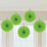 Hanging Mini Fans 15cmD - 5 Pack - Green