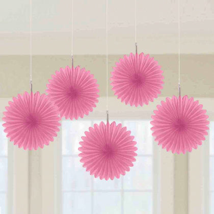 Hanging Mini Fans 15cmD - 5 Pack - Light Pink
