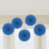 Hanging Mini Fans 15cmD - 5 Pack - Royal Blue