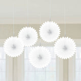 Hanging Mini Fans 15cmD - 5 Pack - White