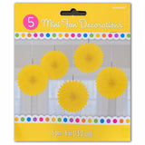 Hanging Mini Fans 15cmD - 5 Pack - Yellow