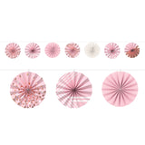 Hanging Paper Mini Fan Garland - Rose Gold & Pink - Set of 7