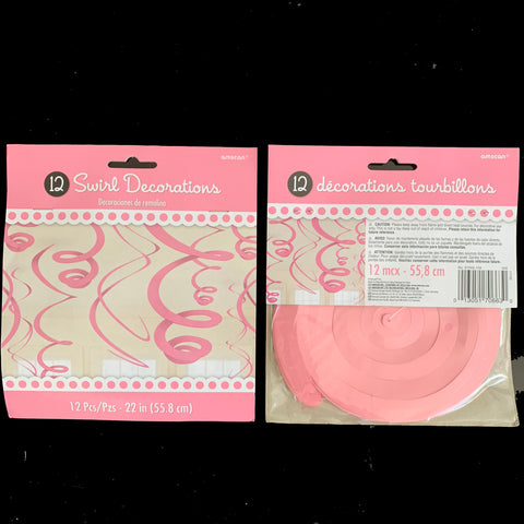 Hanging Swirls - 12 Pack - Light Pink