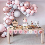 Hanging Paper Mini Fan Garland - Rose Gold & Pink - Set of 7