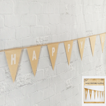Happy Birthday - Brown Kraft Party Banner - 3.8m