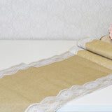 Table Runner - Hessian & White Lace - 2m