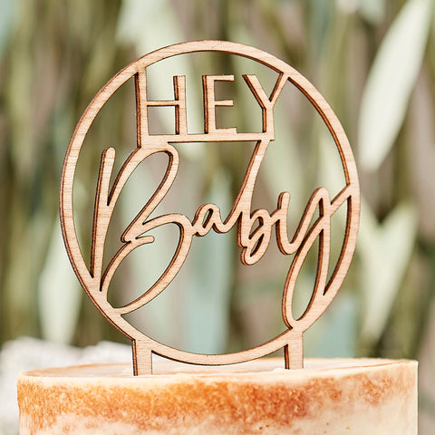 Wooden Timber Hey Baby Cake Topper Gingery Ray Party Plaza