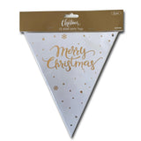 Merry Christmas Banner - Gold & White