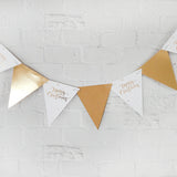 Merry Christmas Banner - Gold & White