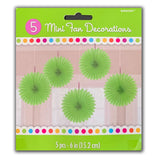Hanging Mini Fans 15cmD - 5 Pack - Green