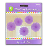 Hanging Mini Fans 15cmD - 5 Pack - Purple