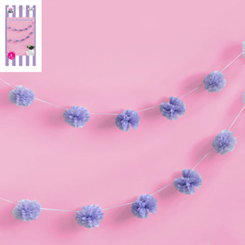 Pom Pom Tissue Garland - 3m - Purple