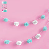 Pom Pom Tissue Garland - 3m - Teal & White