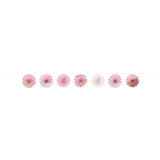 Hanging Paper Mini Fan Garland - Rose Gold & Pink - Set of 7