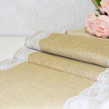 Table Runner - Hessian & White Lace - 2m