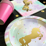 Unicorn Paper Plates 22cm - Deluxe Gold Foil Stamp