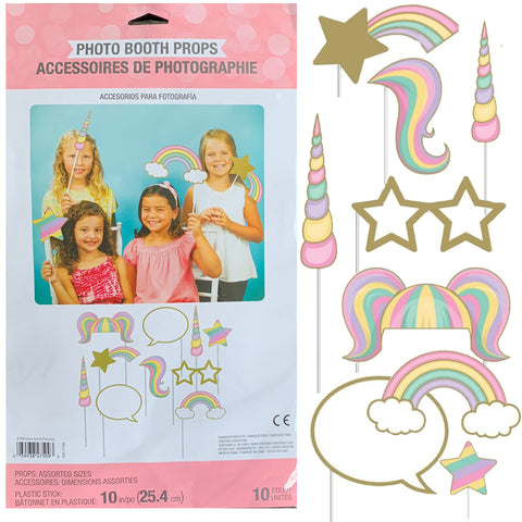 Unicorn Party Photo Props - 10 Pack